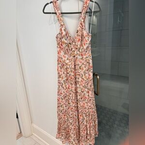 NWT Aura Pink & Peach Floral Maxi Dress Size M